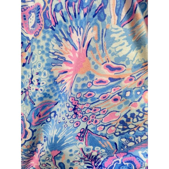 Talbots Lace Trim Tunic Flowing Floral Blouse Womens XL Blue 3/4 Sleeves Boho - Picture 6 of 11